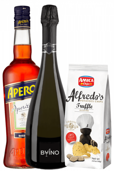Aperitivo Aperol 1Litro + Prosecco DOC 2022 Bernabei + Amica Chips Tartufo Alfredo's 3 x 100gr