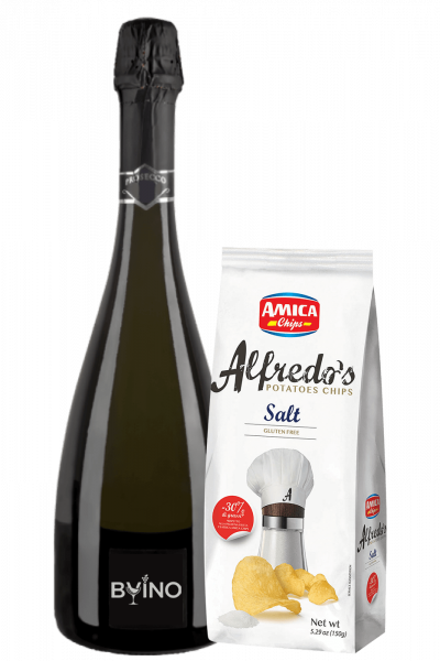 Prosecco DOC Treviso Millesimato 2023 Bernabei + Amica Chips Sale Marino Alfredo's 3 x 150gr