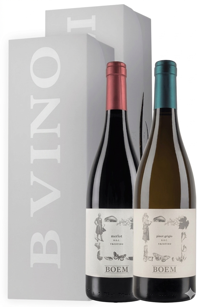 1 Trentino DOC Pinot Grigio 2022 + 1 Merlot 2022 Boem (2 Special Box)