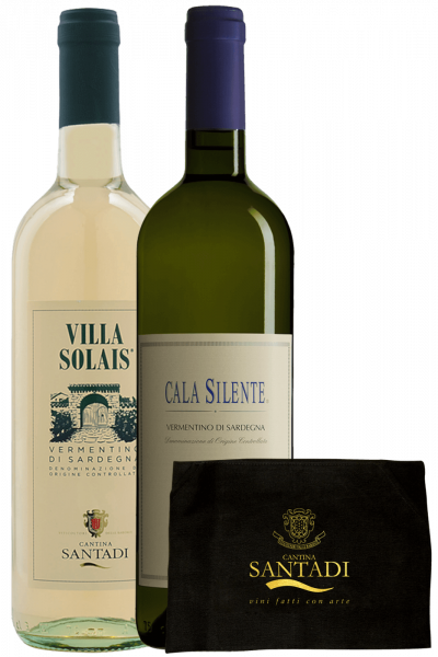 Vermentino Villa Solais 2023 + Cala Silente 2022 Cantina Santadi + OMAGGIO grembiule Cantina Santadi