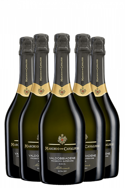 6 Bottiglie Valdobbiadene Prosecco Superiore DOCG Millesimato Extra Dry 2023 Maschio Dei Cavalieri