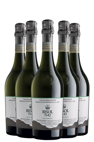 6 Bottiglie Prosecco Di Valdobbiadene Superiore DOCG Dry Rive di Campea 2022 Bisol