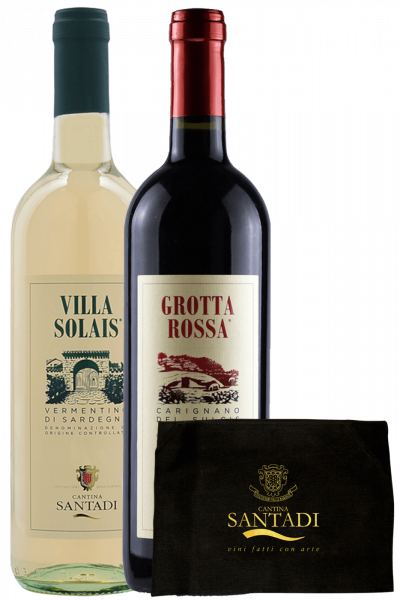 Vermentino Villa Solais 2023 + Grotta Rossa 2021 Cantina Santadi + OMAGGIO grembiule Cantina Santadi