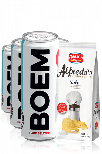 Hard Seltzer Boem da 24 x 33cl + Amica Chips Sale Marino Alfredo's 3 x 150gr