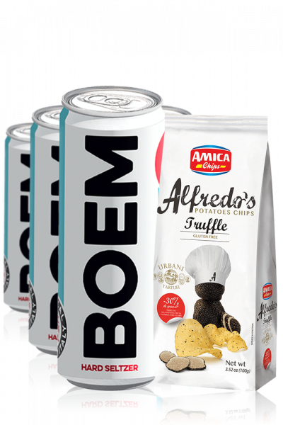 Hard Seltzer Boem da 24 x 33cl + Amica Chips Tartufo Alfredo's 3 x 100gr
